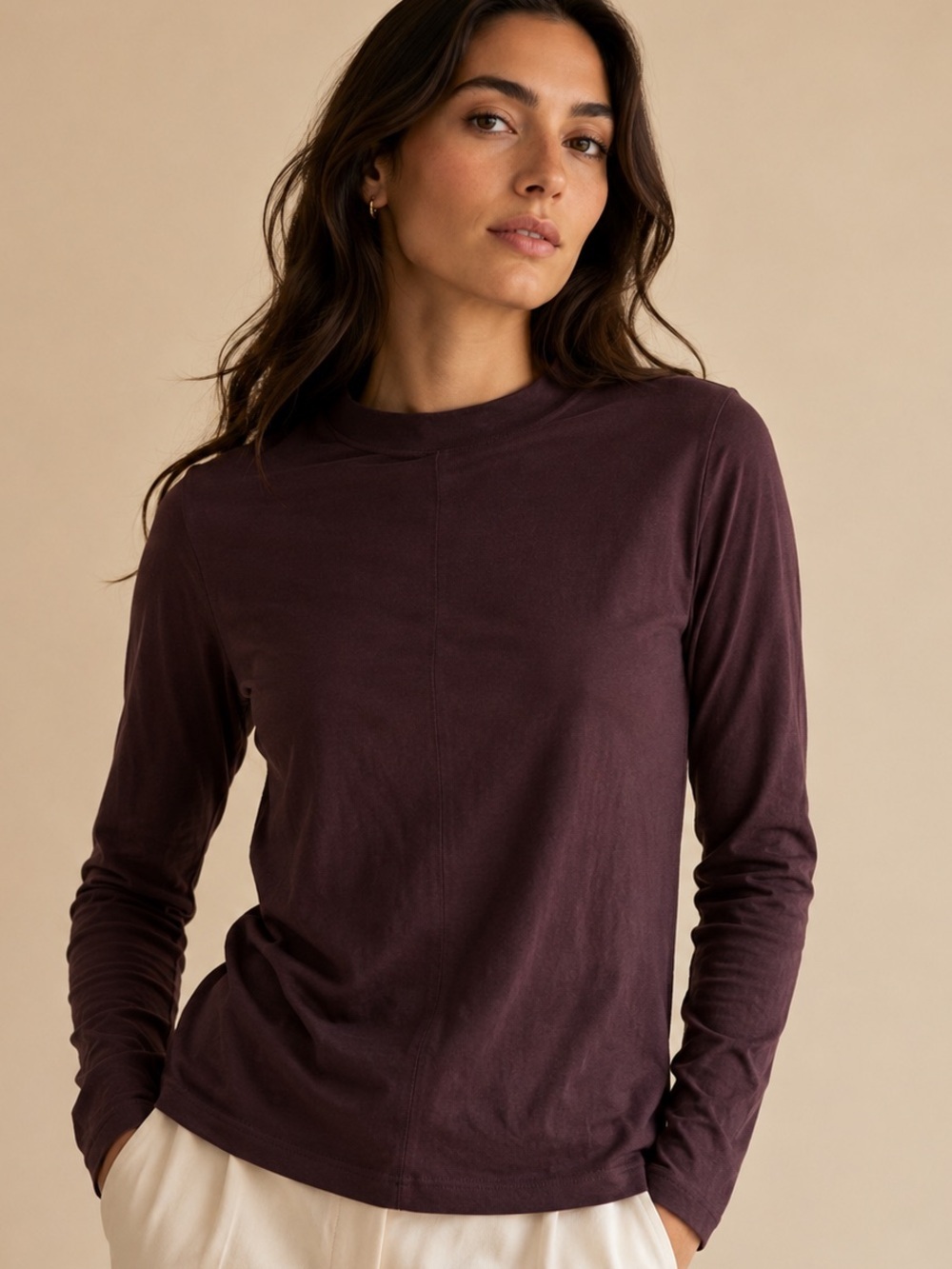 LNA Clothing Purple Ribbed Long Sleeve Top Women's Large Soft Stretch Basic